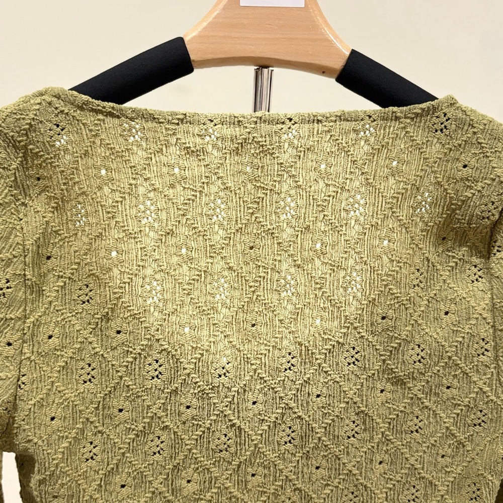 Cotton On Olive Green Knit Tie-Front Cropped Top - Picture 5 of 8